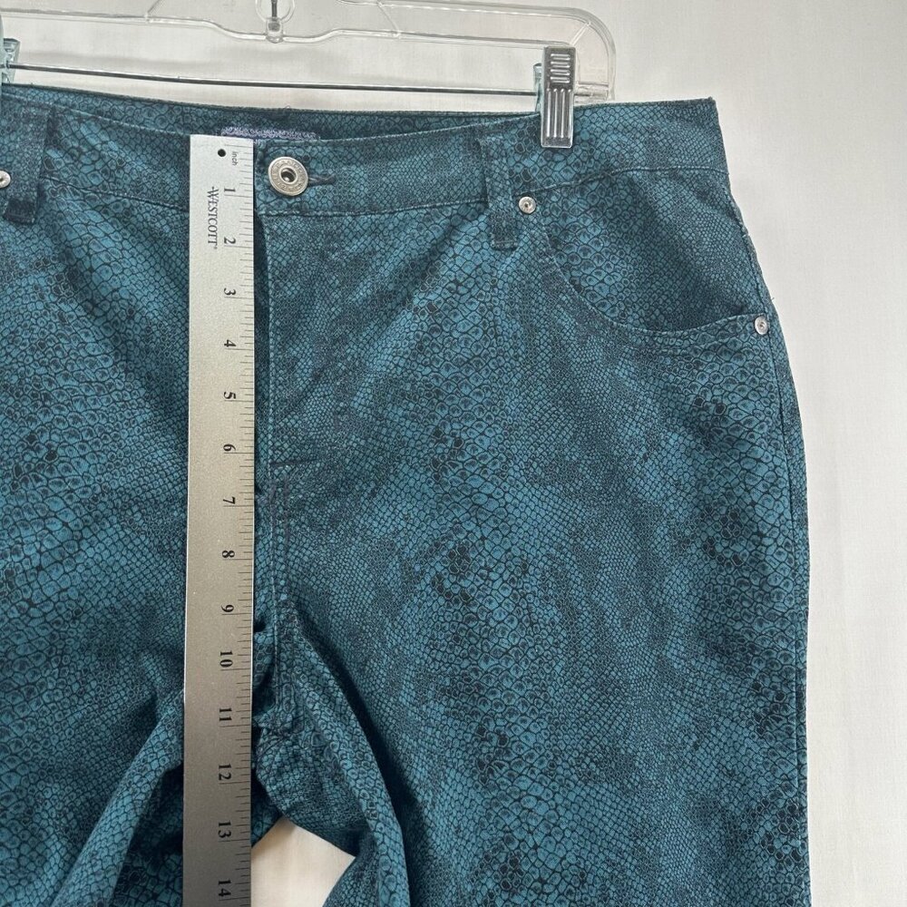 Bandolino Mandie Pants Women Sz 14W High Rise Straight Snake Print Stretchy Teal - Picture 8 of 11